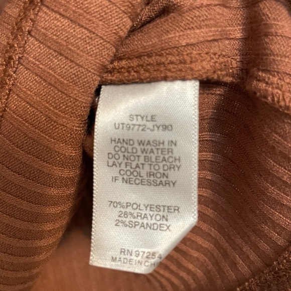 One Clothing Brown Ribbed High Neck Long Sleeve Top MEDIUM - Picture 4 of 4